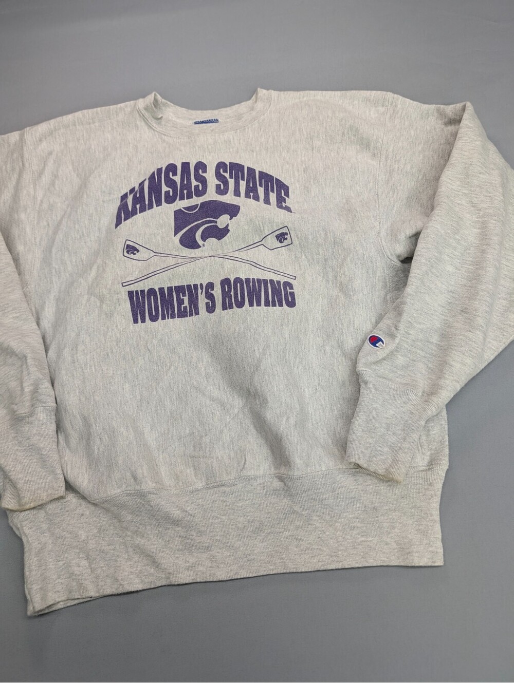 Kansas State Champion Reverse Weave Sweatshirt L Gray Rowing